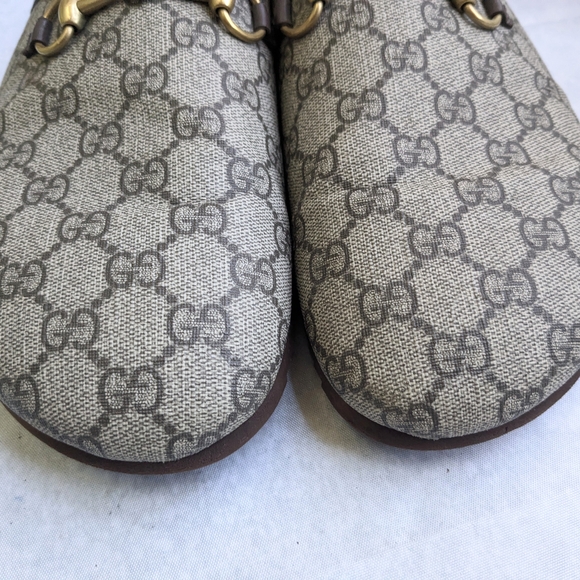 Gucci Horsebit Loafers Mules Brown Monogram Men 12.5 Logo GG - Picture 4 of 15